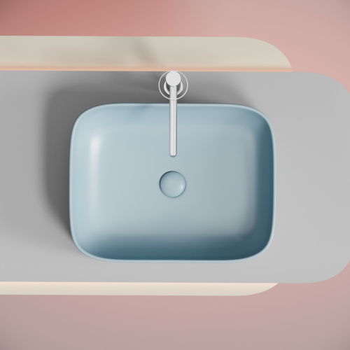 Раковина из сантехнического фарфора Ceramica Nova ELEMENT CN6052ML 50х40 накладная цвет синий без отверстий под смеситель - фото 2